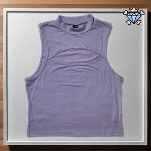 SHEIN MENS CUT OUT CHEST LILAC PURPLE SLEEVELESS TANK TOP MEDIUM STREETWEAR